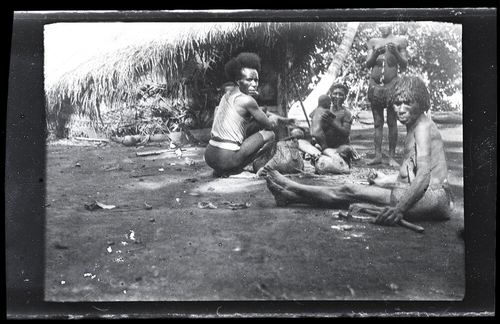 [Manum Island, New Guinea] Mamboti and his Household Just Before Going Down to the Beach