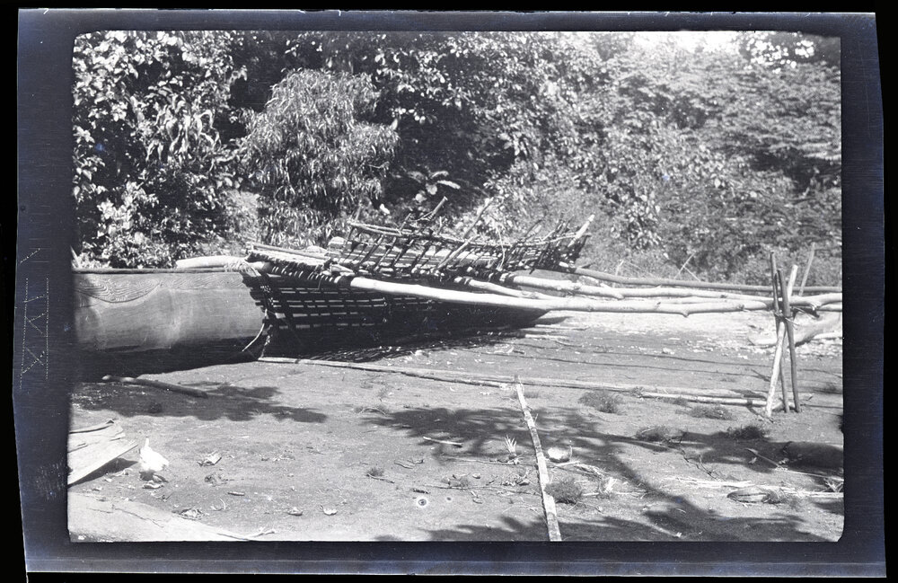 [Manum Island, New Guinea] The Canoe in Yabururu&rsquo;s Place Showing the Tsawaria in Position