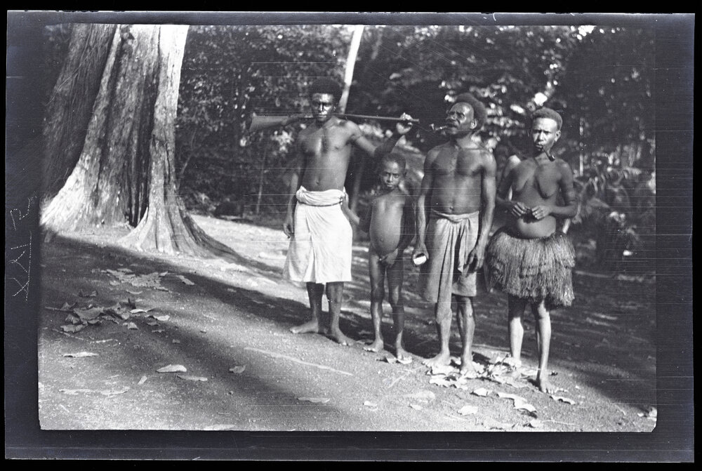 [Manum Island, New Guinea] Barigam guma and Joseph outside my [Wedgwood] House