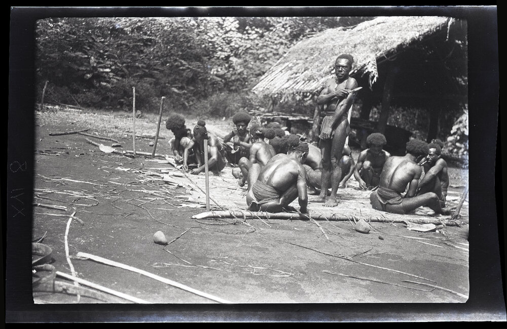 [Manum Island, New Guinea] Making the Sail for Yabururu&rsquo;s Canoe