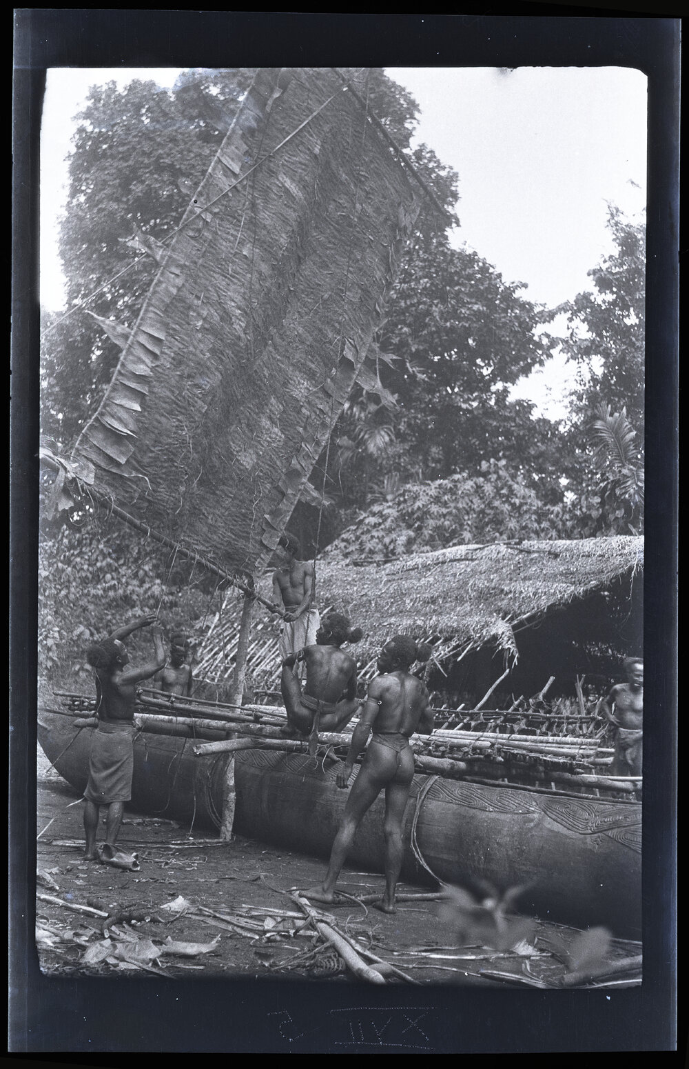 [Manum Island, New Guinea] The "Dress Rehearsal&rdquo;. Hoisting the Sail