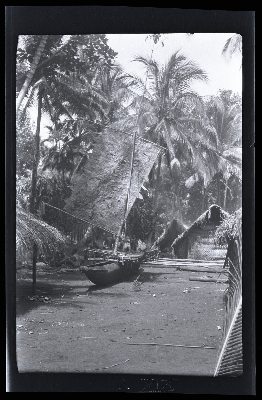 [Manum Island, New Guinea] The Sail of Mamboti&rsquo;s Canoe Finished and set up at Noon
