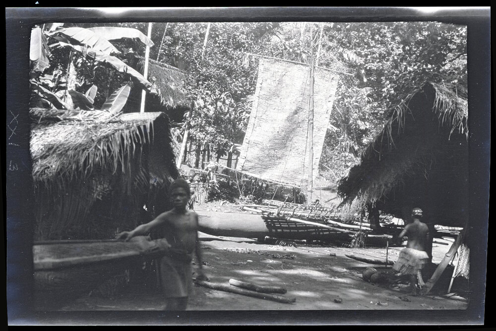 [Manum Island, New Guinea] The Buriata Canoe in Gabuzi's Place with the Sail Hoisted