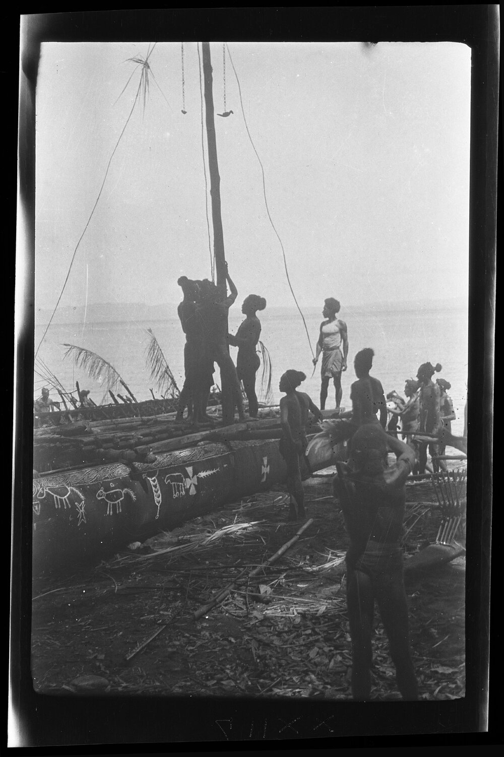 [Manum Island, New Guinea] The Mast is now Erect and the Men are About to Dance with it