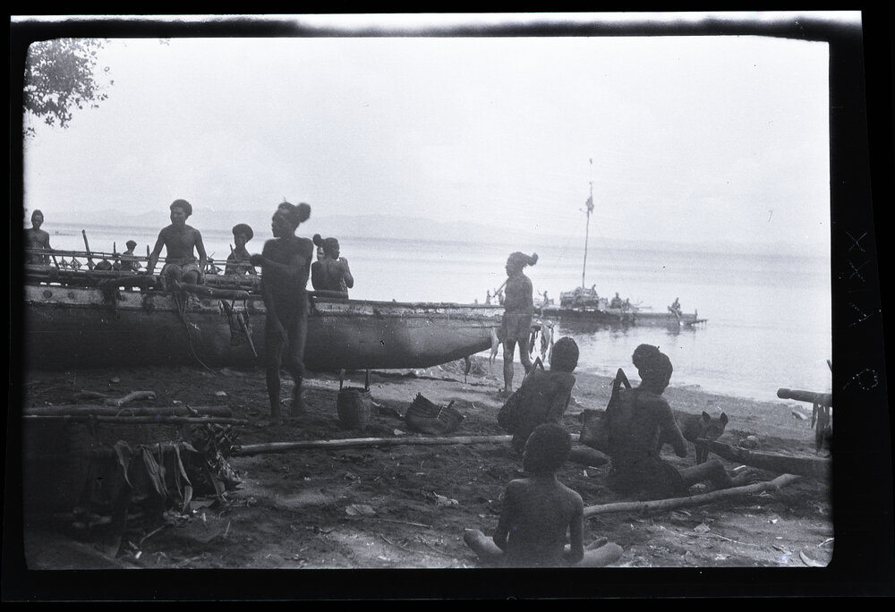[Manum Island, New Guinea] Working on Mamboti&rsquo;s Canoe