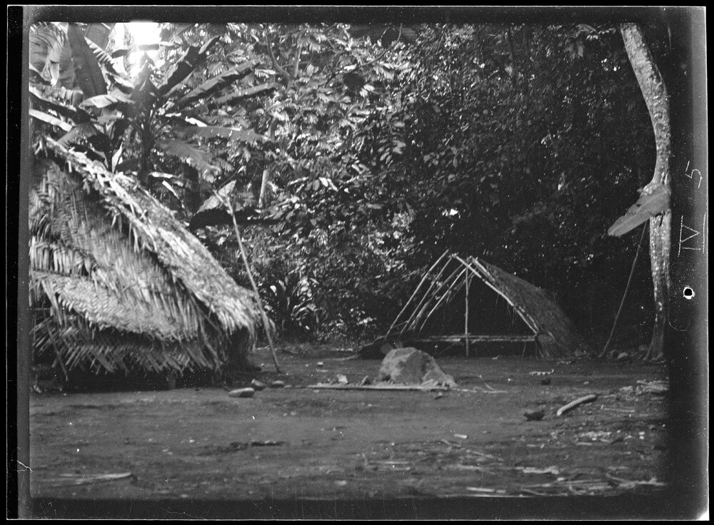 [Manum Island, New Guinea] Uburam's Homestead with Ade&rsquo;e&rsquo;s Maternity Hut in Process of Being Built