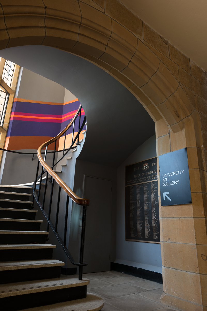 Stairwell Leading to University Art Gallery Featuring Mural by Mikala Dwyer