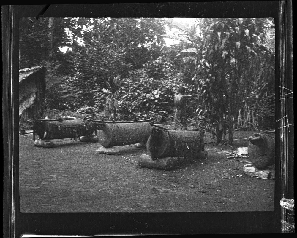 [Manum Island, New Guinea] The Four Gongs (Giramo) Outside the Clubhouse