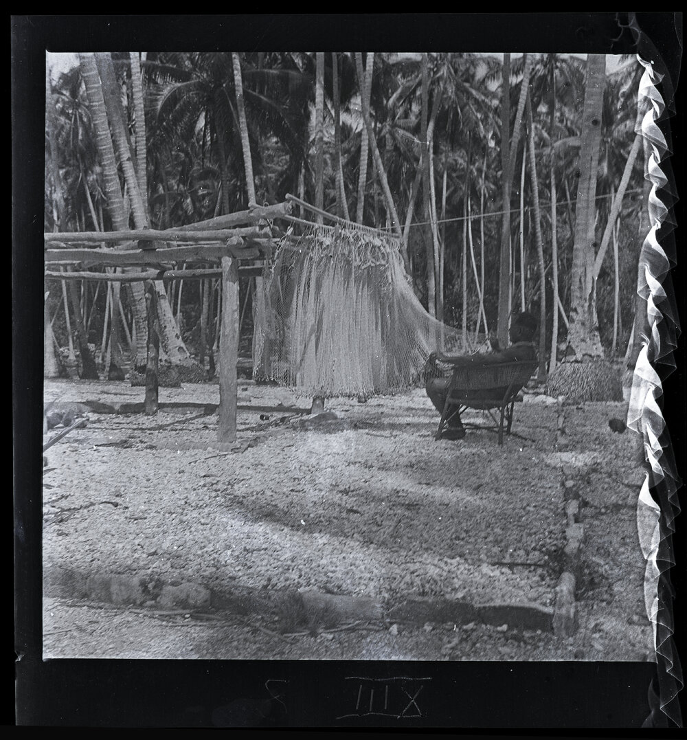 [Narau] A Man of Anibari Mending his Nets: Hand-made with Trade Cord and Lead Sinkers
