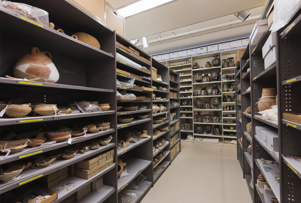 Pots on Shelves in the Nicholson Museum Store