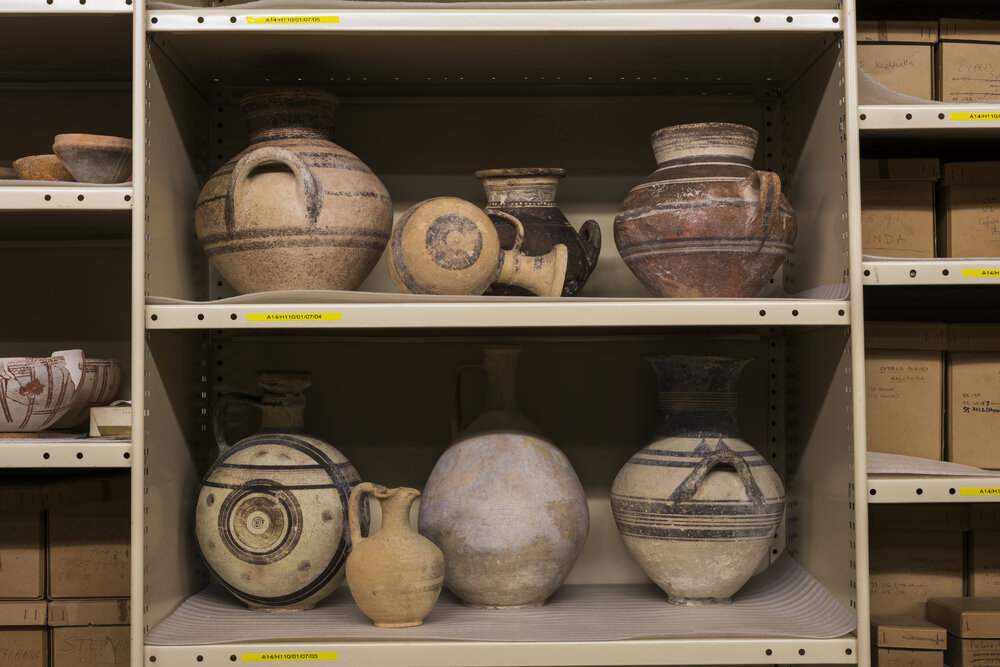 Pots on Shelves in the Nicholson Museum Store