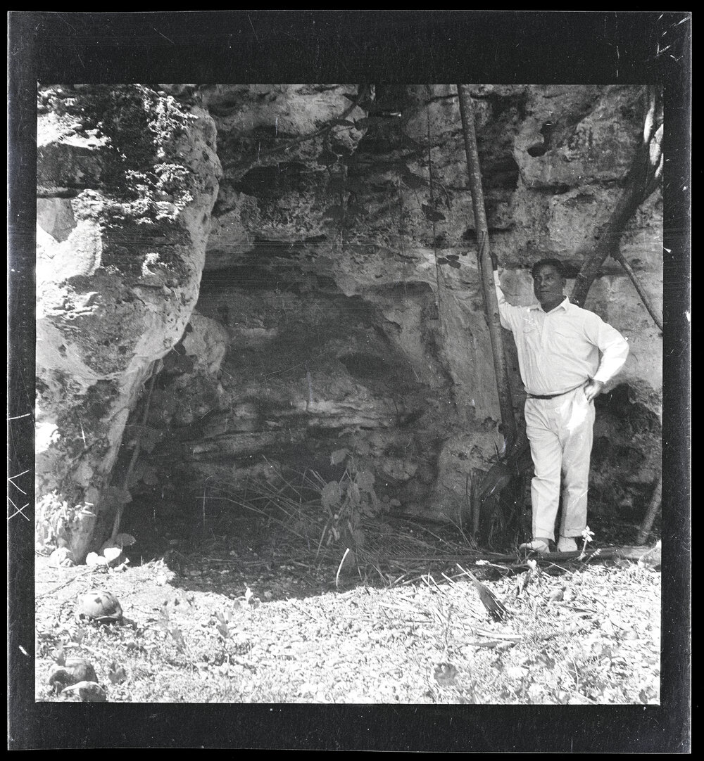 [Narau] The Cave now Blocked up with Soil, where One of the Two Original Deboe Women Lived (in Boe Dist[rict])