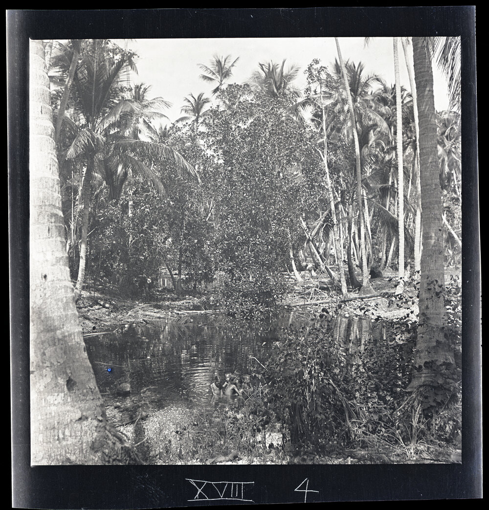 [Narau] Another Small Lagoon up at Buoda with Children Bathing, Looking Down to Another Small Lagoon