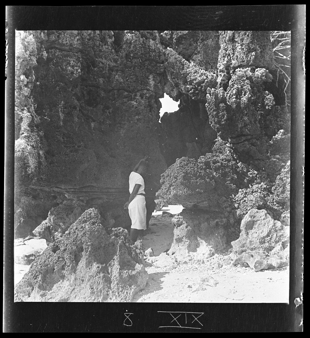 [Narau] Simon at the Entrance to the Passageway to the Land of the Dead. From the NE [Northeast] Side