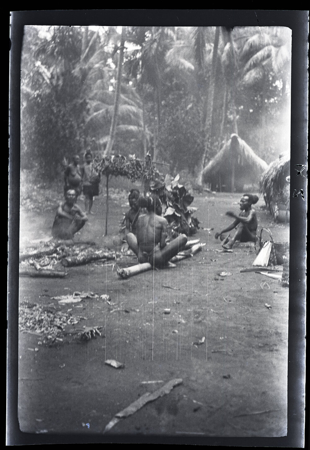 [Manum Island, New Guinea] The Men of Yassa in Mamboti&rsquo;s Homestead with Some of the Food Which They Have Brought in Honour of the Occasion
