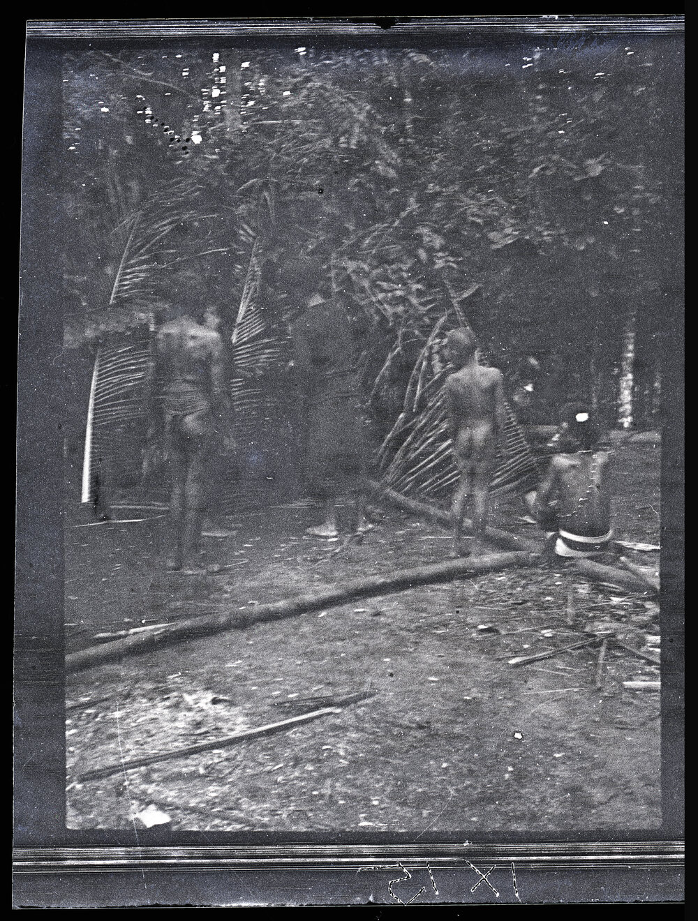 [Manum Island, New Guinea] ? Men and Child Inspecting where the Pig will be Prepared