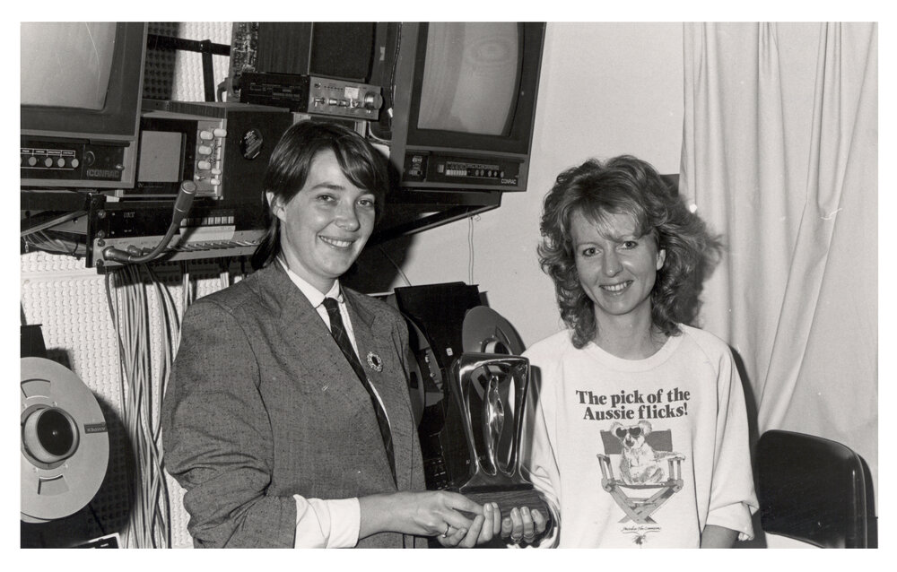 Television Service Director Louise Meek and Editor Louise Hawthorn with a Penguin Award for 'A Changed Kind of Reality'