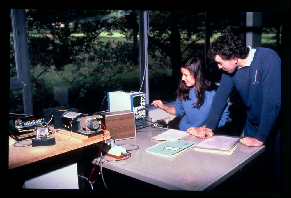 Third Year Physics Students using a Pulse Analyser