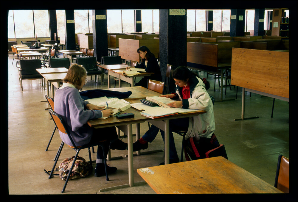Students in the Fisher Library