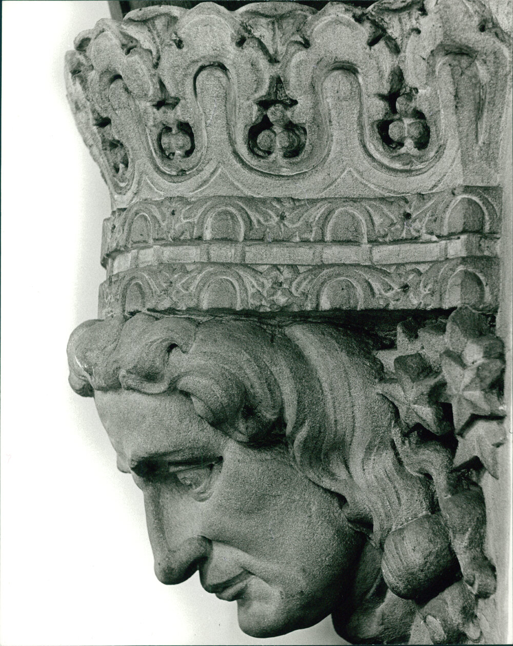 Carved Portrait Head of Sir Isaac Newton in the Professorial Board Room