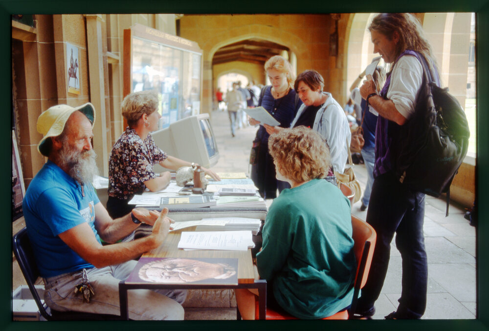 Desk in Cloisters at Info Day