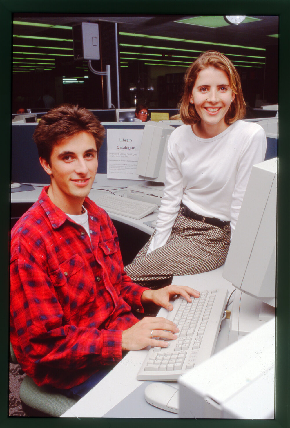 Students at Library Computer Desk
