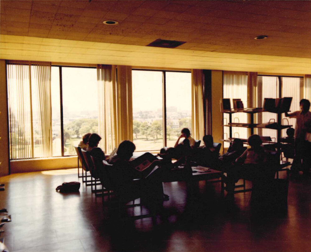 Students in the Fisher Library