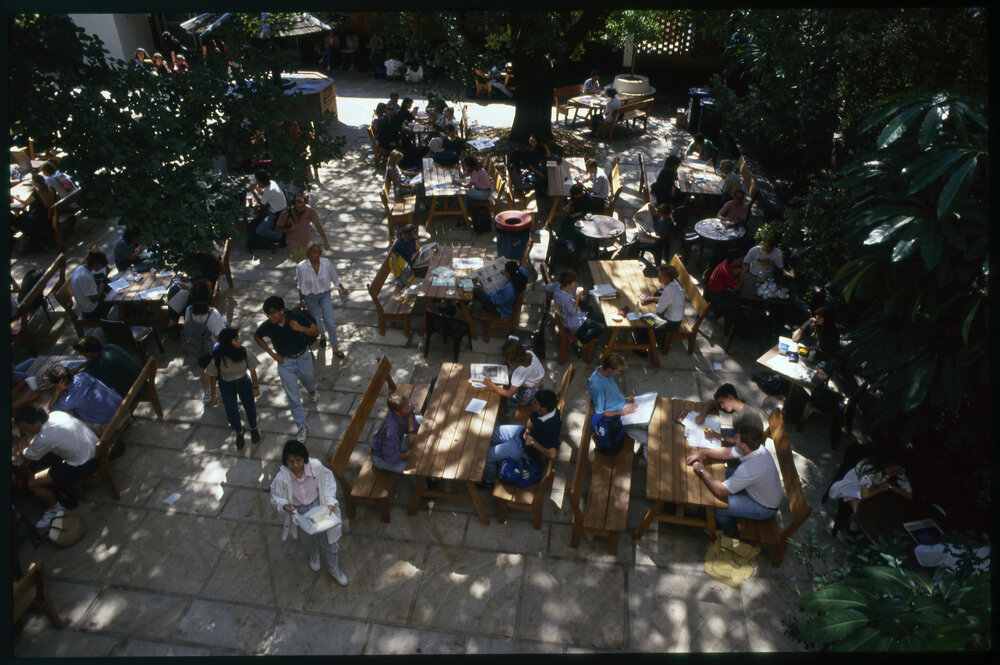 Students Relaxing in Holme Courtyard