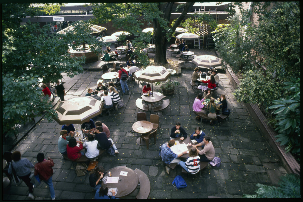 Students Relaxing in Holme Courtyard