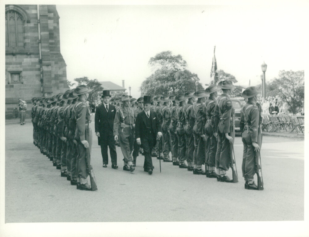 Inspection of Guard of Honour, Ceremony of Commemoration of Benefactors, 1951