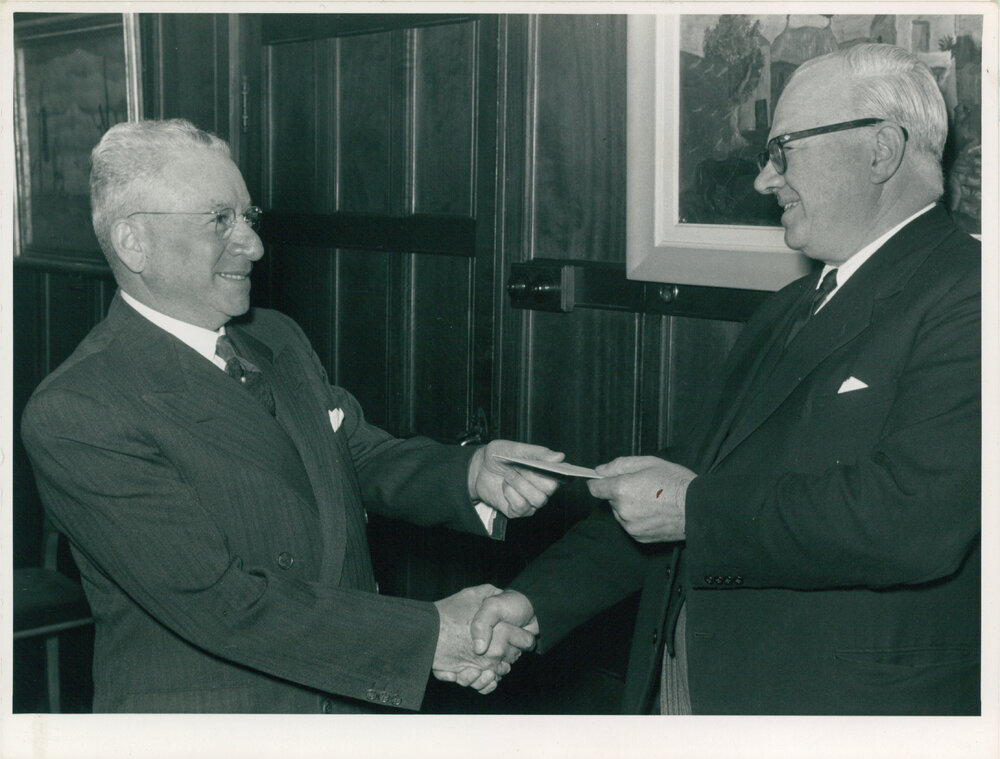 Presentation of Cheque by Mr Adolph Basser