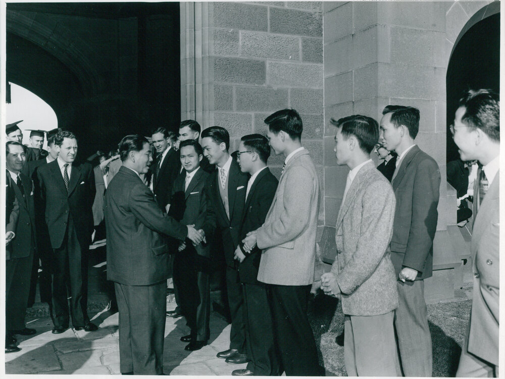 President Ngo Dinh Diem of South Vietnam Greeting Students