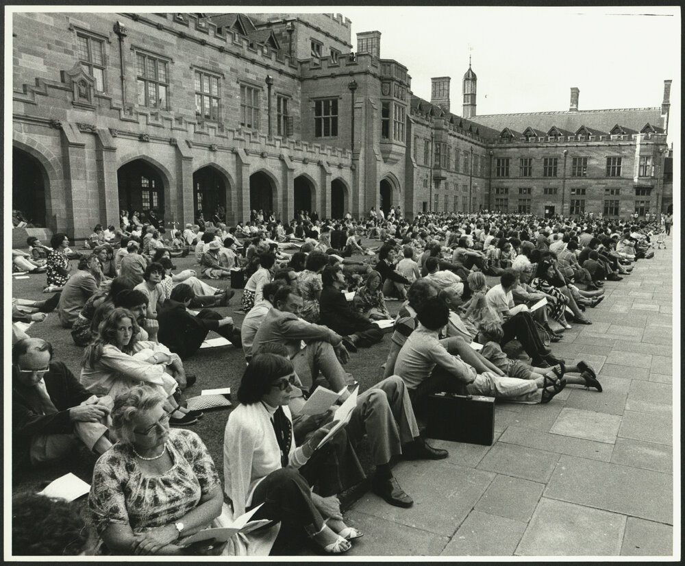 Audience in the Quad at the Inauguration of the Rebuilt Carillon
