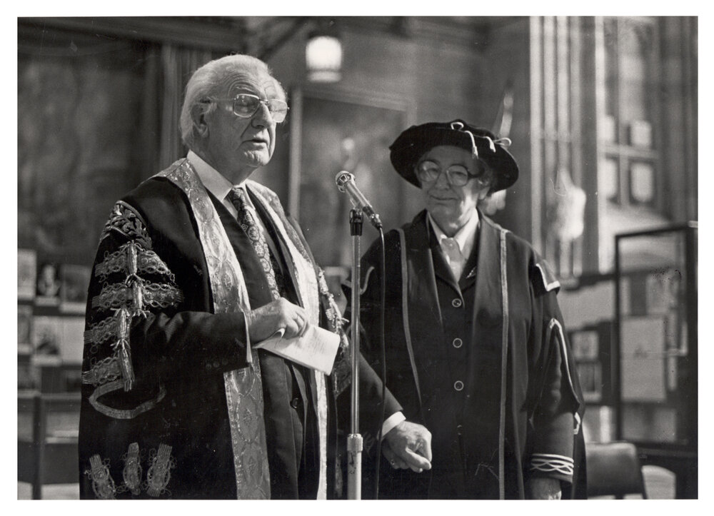 Chancellor Sir Hermann Black Introduces Guest Speaker Dame Margaret Blackwood