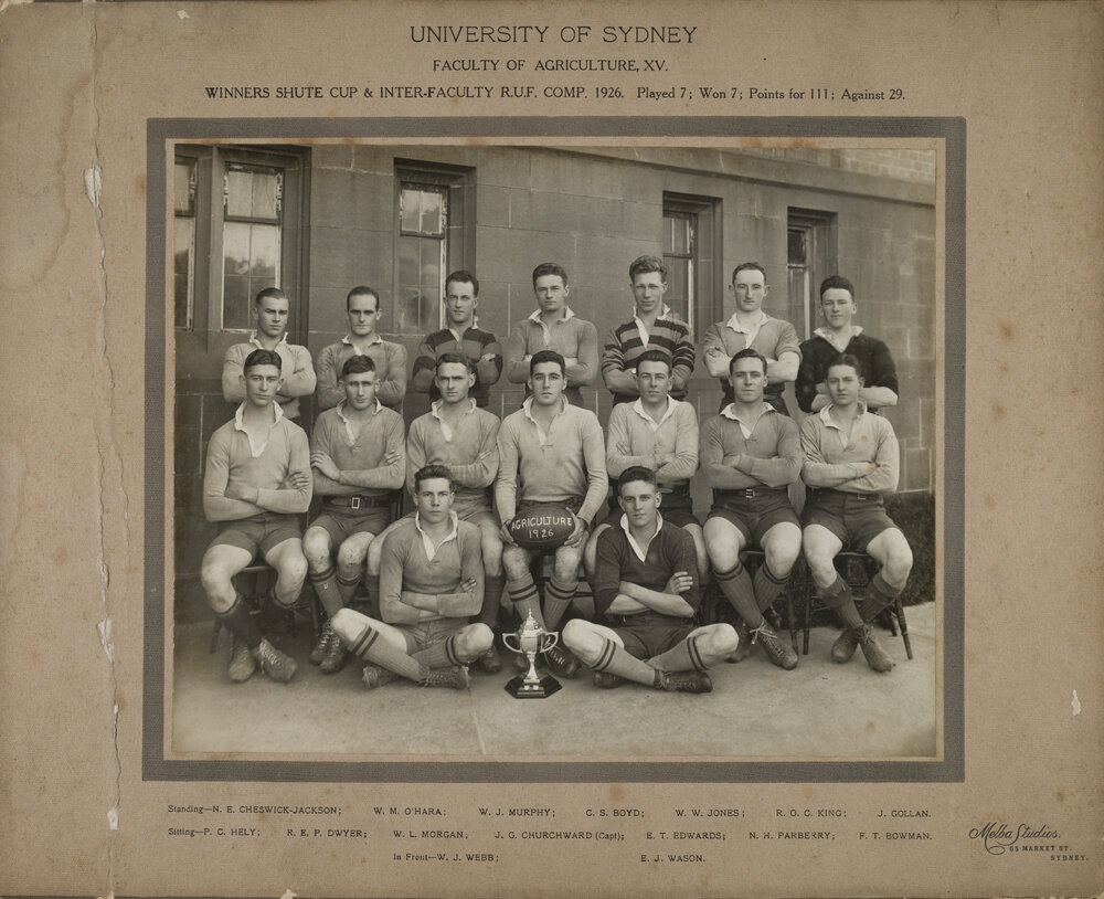 Faculty of Agriculture XV Shute Cup and Interfaculty Competition Winners, 1926