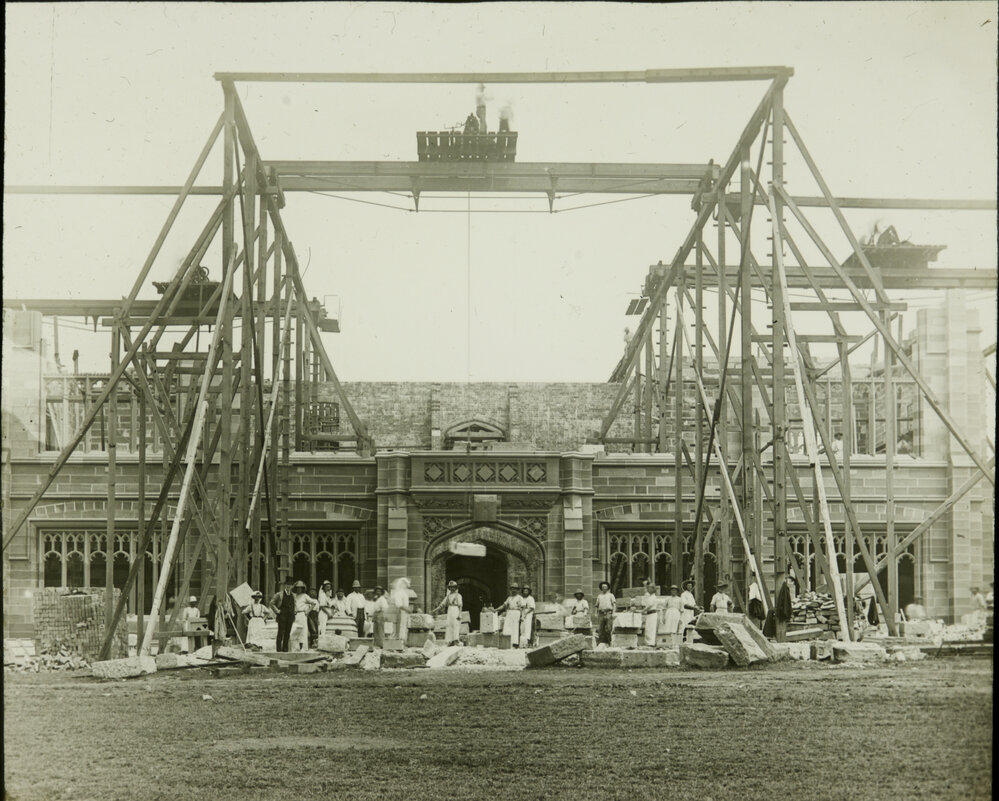 Construction Workers at Early Stage in Building the Medical School