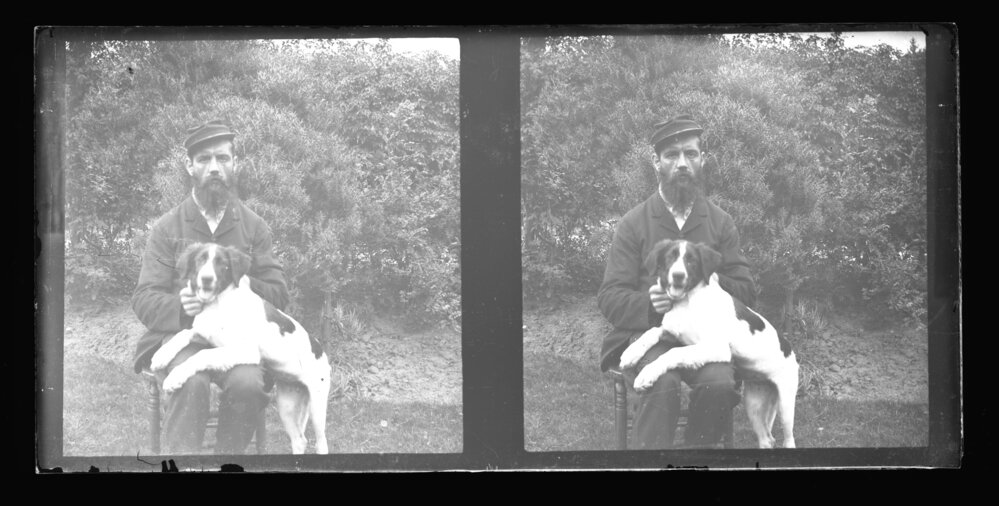 Man, Possibly University Employee, with Dog