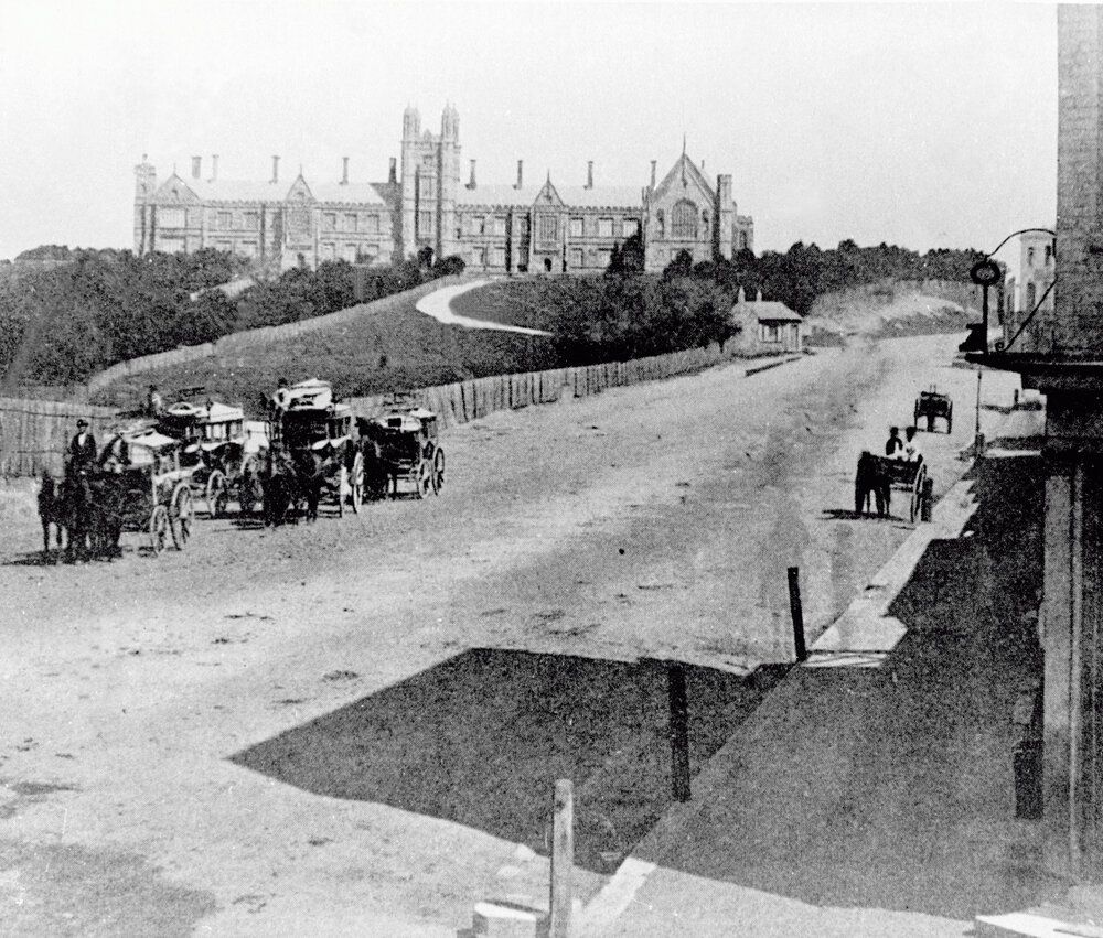 View of Main Building from Across Parramatta Road With Horse-Carts on the Road