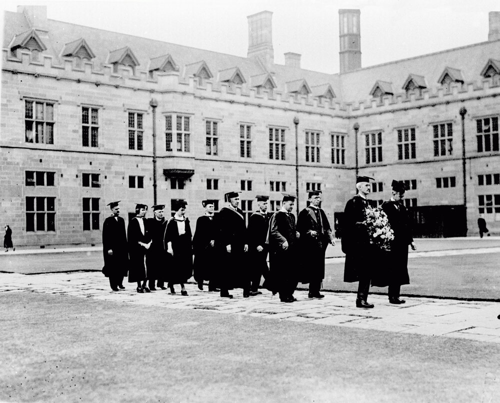 Lecturer's Association Processing Through Quadrangle to Lay Wreath at Honour Rolls