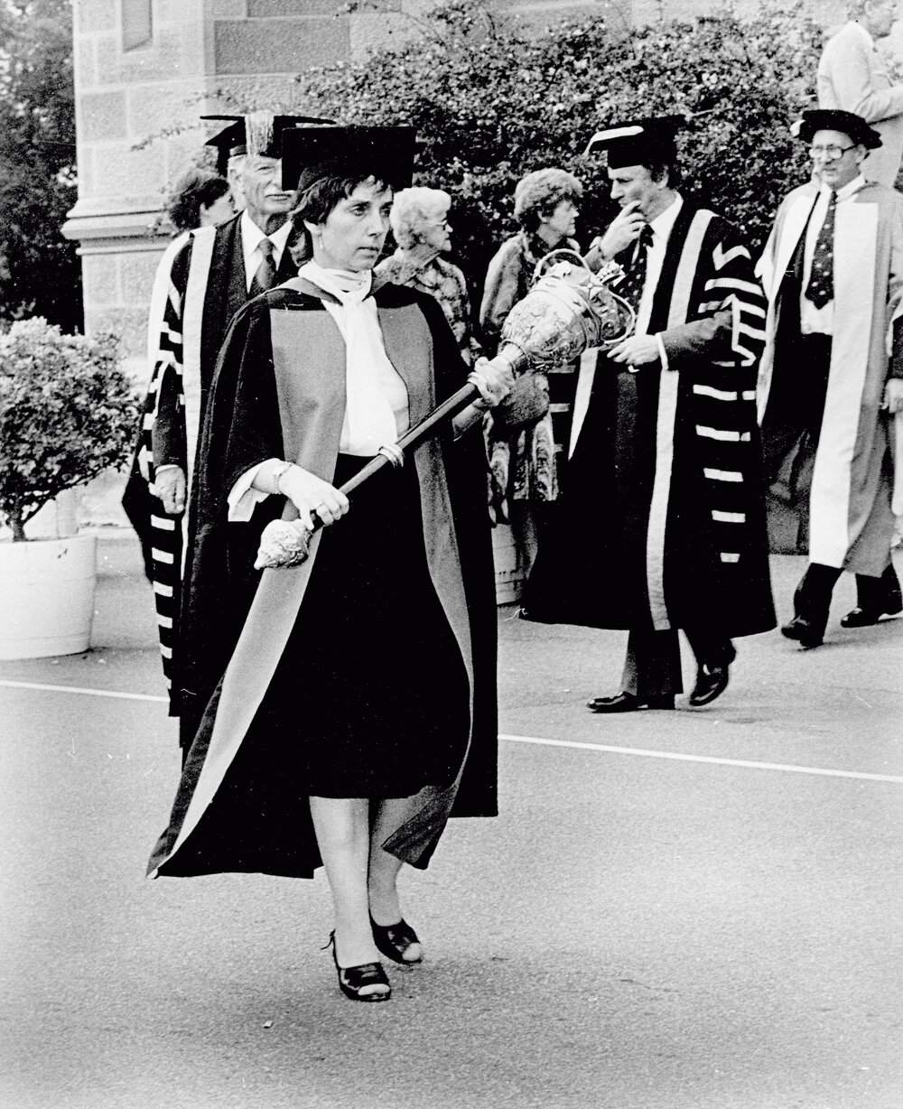 Dr Patricia Miller Carrying the University Mace, The First Woman To Do So