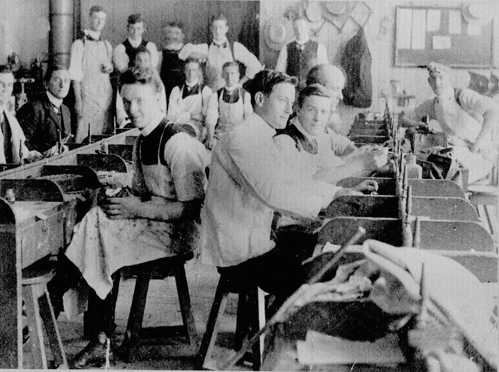 Dentistry Students Constructing Dentures in the Workshop