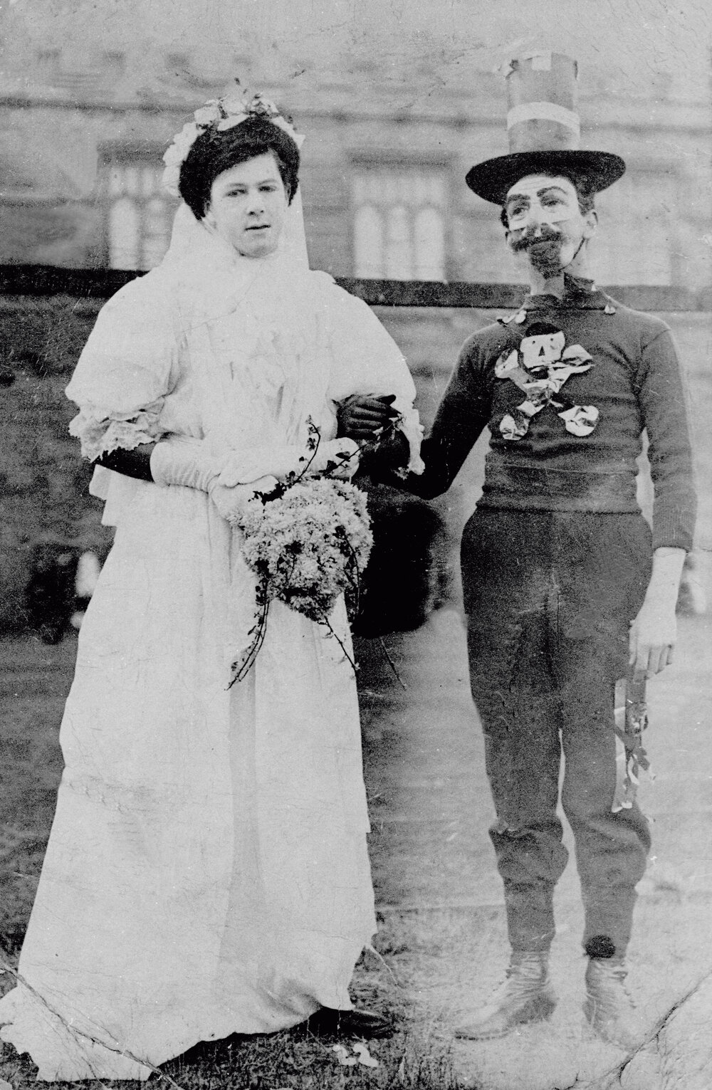 Two Male Students Dressed for Commem Day, One Dressed as a Bride
