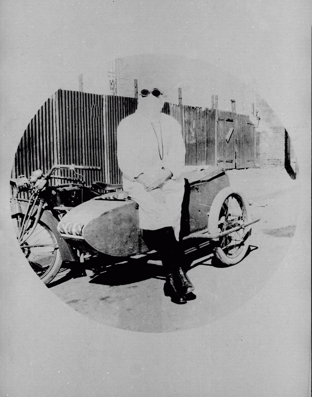 Cawley Madden, Medical Student, in Protective Clothing During Influenza Pandemic