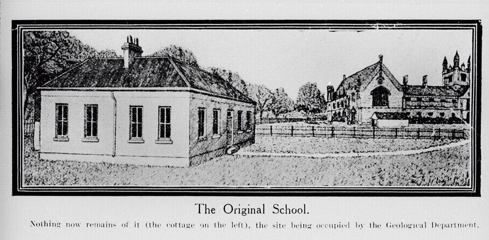 Copy of Drawing of Original Medical School with Captions