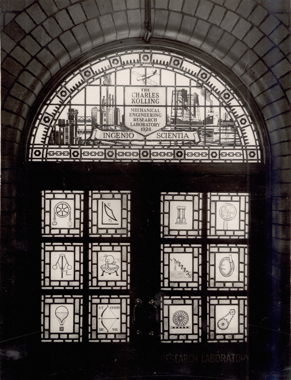 Stained Glass Window of the Charles Kolling Mechanical Engineering Research Laboratory