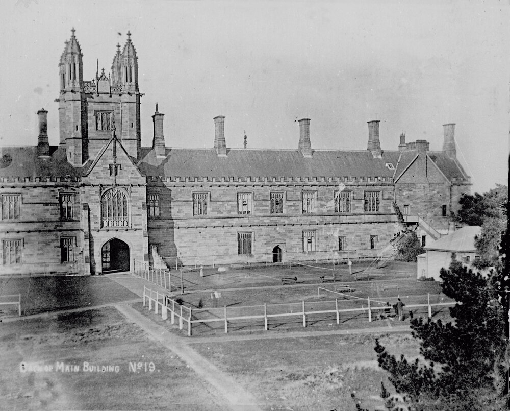 View of Main Buildings with Tennis Court on Area - Now the Quadrangle
