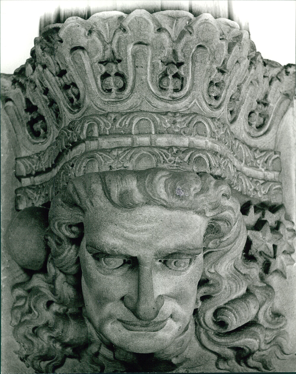 Carved Portrait Head of Sir Isaac Newton in the Professorial Board Room