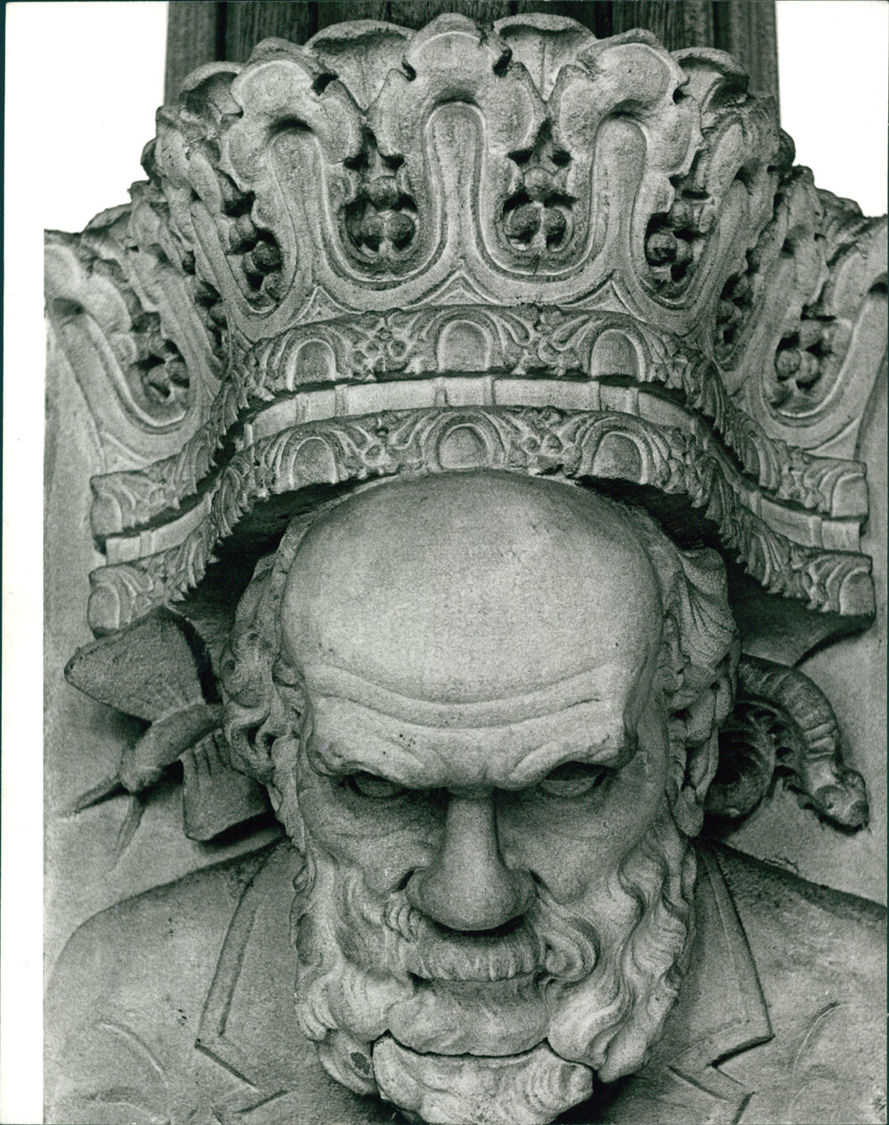 Carved Portrait Head of Charles Darwin in the Professorial Board Room