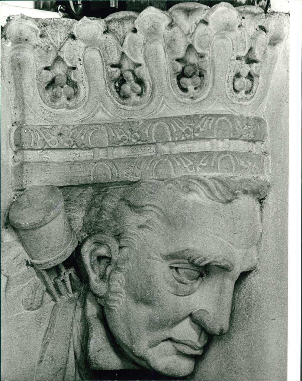 Carved Portrait Head of James Watt in the Professorial Board Room