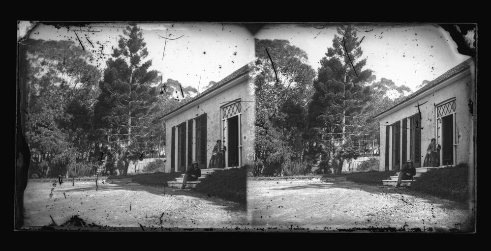 Professor Morris Birkbeck Pell and Wife Julia Seated on Verandah of 'Parkville' House